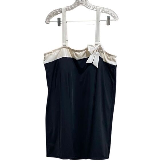 Roaman's Other - Roaman’s Swim Black & White One Piece Swimdress 22W Bow Detail Built-in Bra